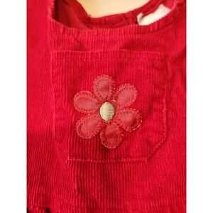 Vintage Samara Red Corduroy Embroidered Floral Overalls Jumper – Size 24 Months